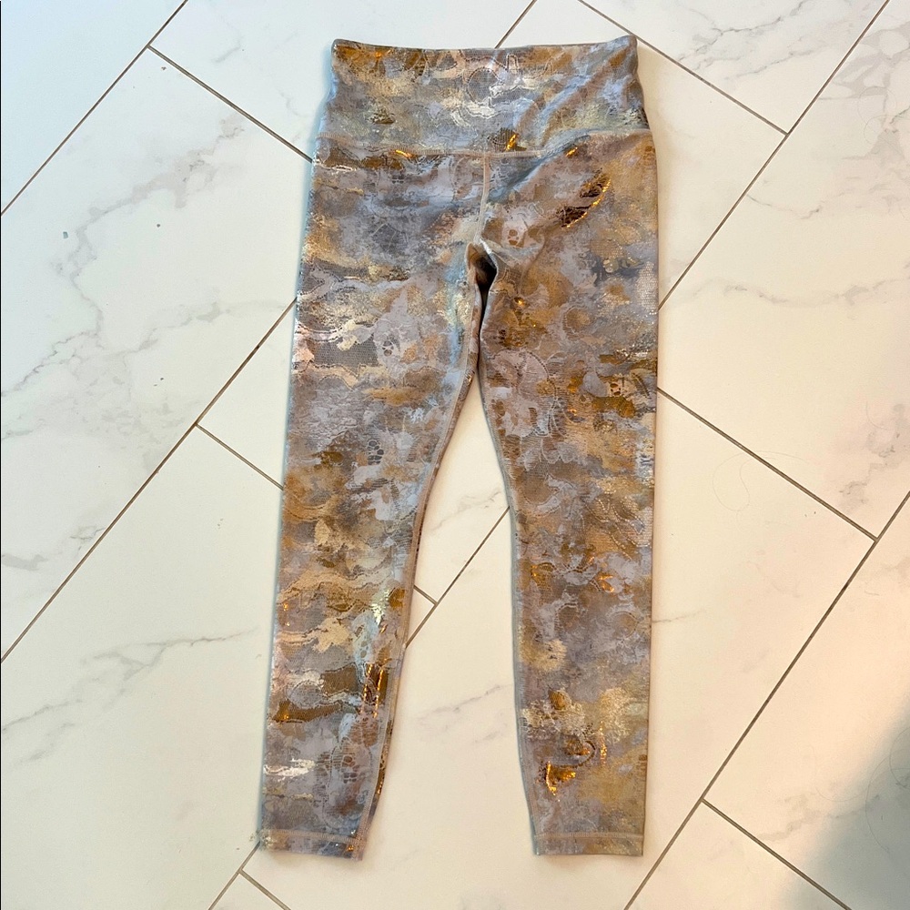 Athleta Elation Gilded Gold Tights Leggings High Rise Size Small New